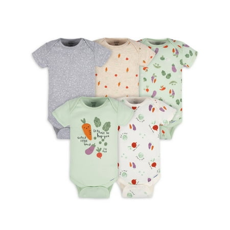 

Gerber Baby Boy or Girl Gender Neutral Short Sleeves Onesies Bodysuits 5-Pack (Newborn - 12 Months)
