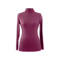 thumbnail image 4 of Prolriy Chemises à Manches Longues pour Femmes, T-Shirt Ajusté à Manches Longues et Col Montant Uni pour Femmes, Haut de Base pour Sortir, Hauts Tendance pour Femmes Rouge P, 4 of 7