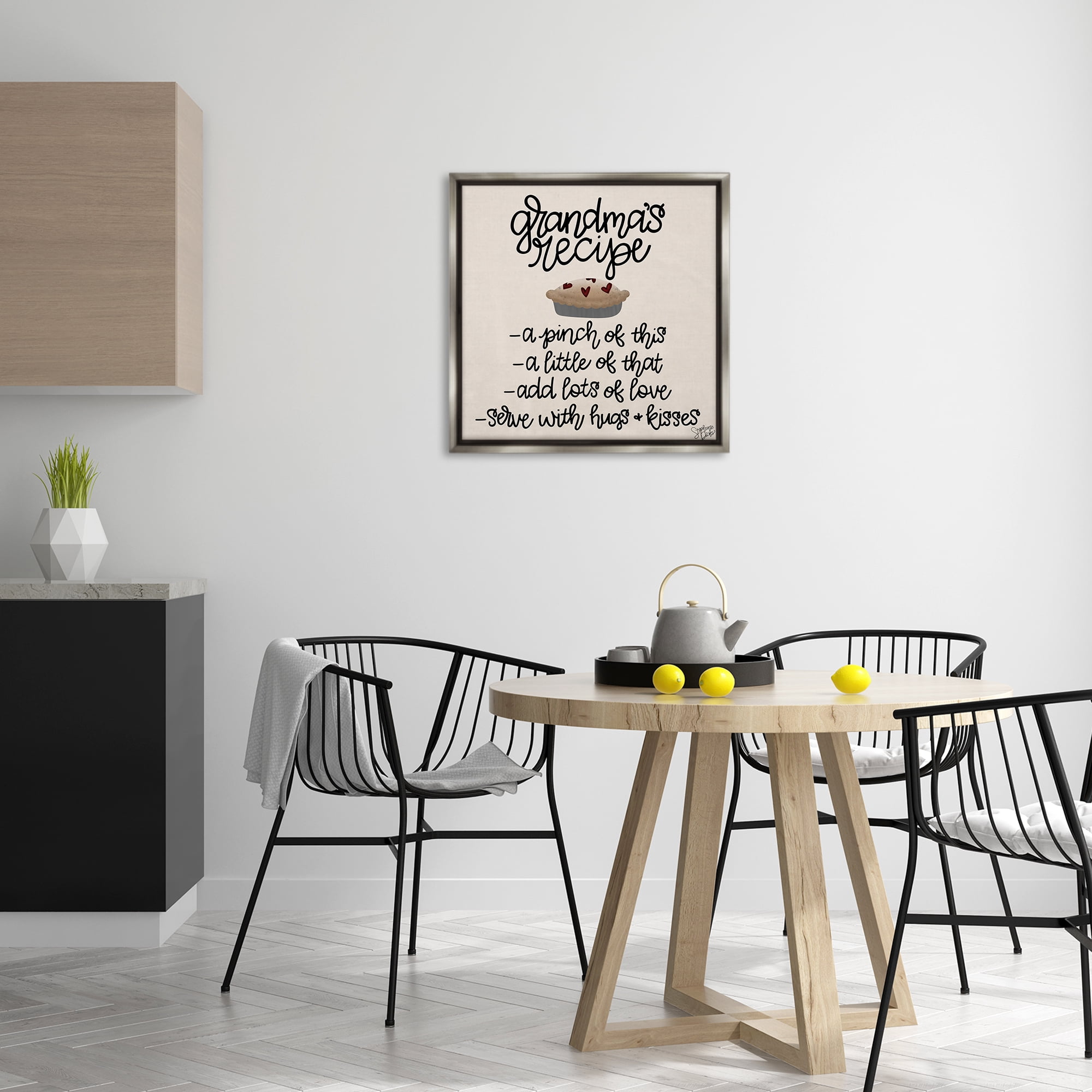 Stupell Industries Grandma's Dessert Recipe Food & Beverage Painting Gray Floater Framed Canvas Art Print Wall Art, 25 x 25