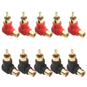 Novixy 10-Pack 90 Degree RCA Male to Female Adapter, Right Angle Gold Plated Audio Connector for HDTV DVD Player Game Console Subwoofer and Mixer
