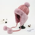 thumbnail image 2 of Earmuff Plush Ball String Hat Autumn Winter Warm Headwear Knitted Warm Keeping Earflap Hat for Adults (Claret), 2 of 6