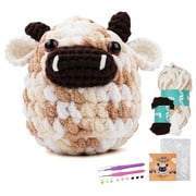 Encounter Beginner Crochet Kit for Adults and Kids, Amigurumi Cow Starter Set with Soft Chenille Yarn and Videos