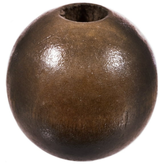 Craft County Round Wooden Beads for DIY Jewelry Making Necklaces & Bracelets or Macrame Crafts - Multiple Sizes & Paint / Stain Options Available