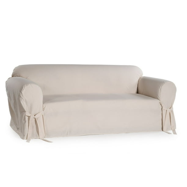 Classic Slip Covers 1Piece Cotton Loveseat Slipcover With Bowties