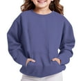 thumbnail image 3 of Ugoldhm Boys Girls Fall Sweatshirts Solid Color Loose Fit Casual Pullover Shirts with Pocket Winter Outerwear, 3 of 6