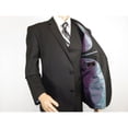 thumbnail image 6 of Mens Three Piece Suit Vested VITALI Soft Fabric With Sheen M3090 Black, 6 of 14