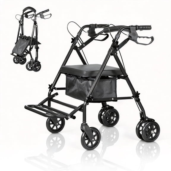 Memoryfield Lightweight Wheelchair, Portable Travel Wheelchair for Indoor Outdoor, 300lb Capacity, Black