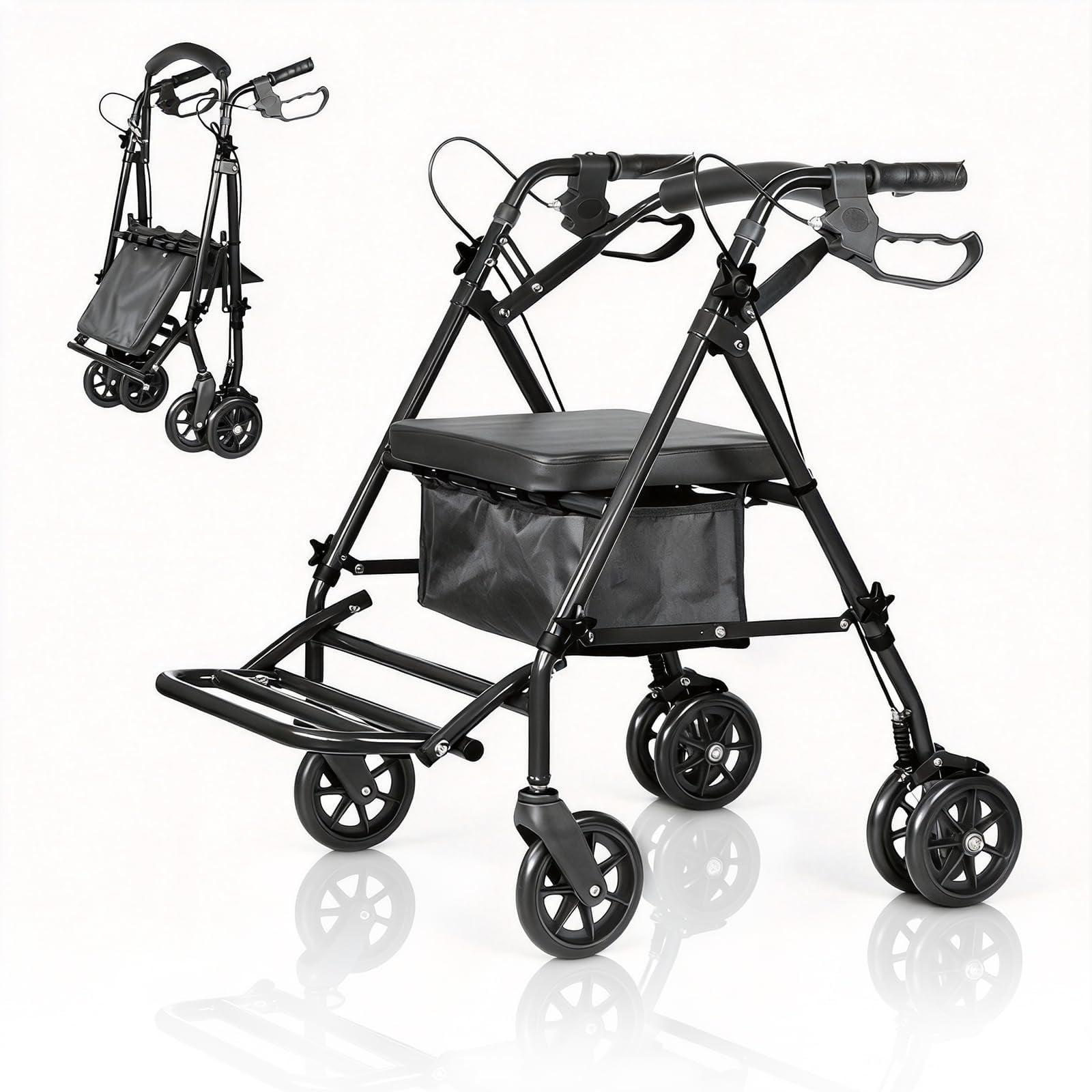 Memoryfield Lightweight Wheelchair, Portable Travel Wheelchair for Indoor Outdoor, 300lb Capacity, Black