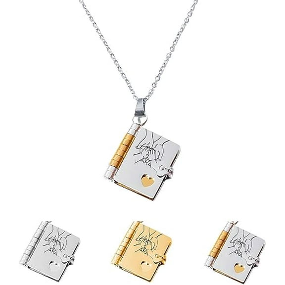 For Daughter - My Incredible Daughter Book Necklace, To My Daughter Love Book Necklace from Dad and Mom, Adjustable Gold Book Necklaces for Women with 6 Pages of Engraved Information