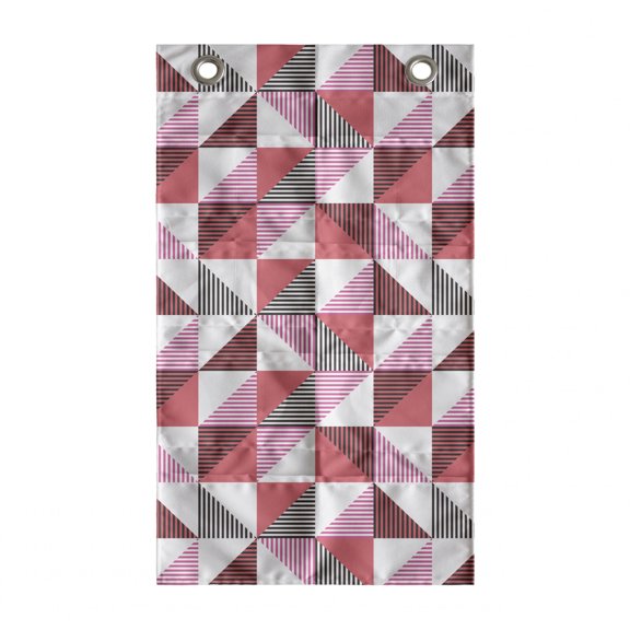 Geometric Hanging Pocket Organizer, Simple Repeating Pattern of Halved Triangles with Stripe Ornaments, Printed Polyester Storage Bag with Pockets, 21" x 31", Coral Pink and Dark Grey