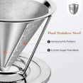 thumbnail image 2 of Pour Over Coffee Dripper, Rich Flavor Stainless Steel Coffee Filter Reusable Pour Over Coffee Filter Cone Coffee Dripper with Removable Cup Stand and Brush, 2 of 7