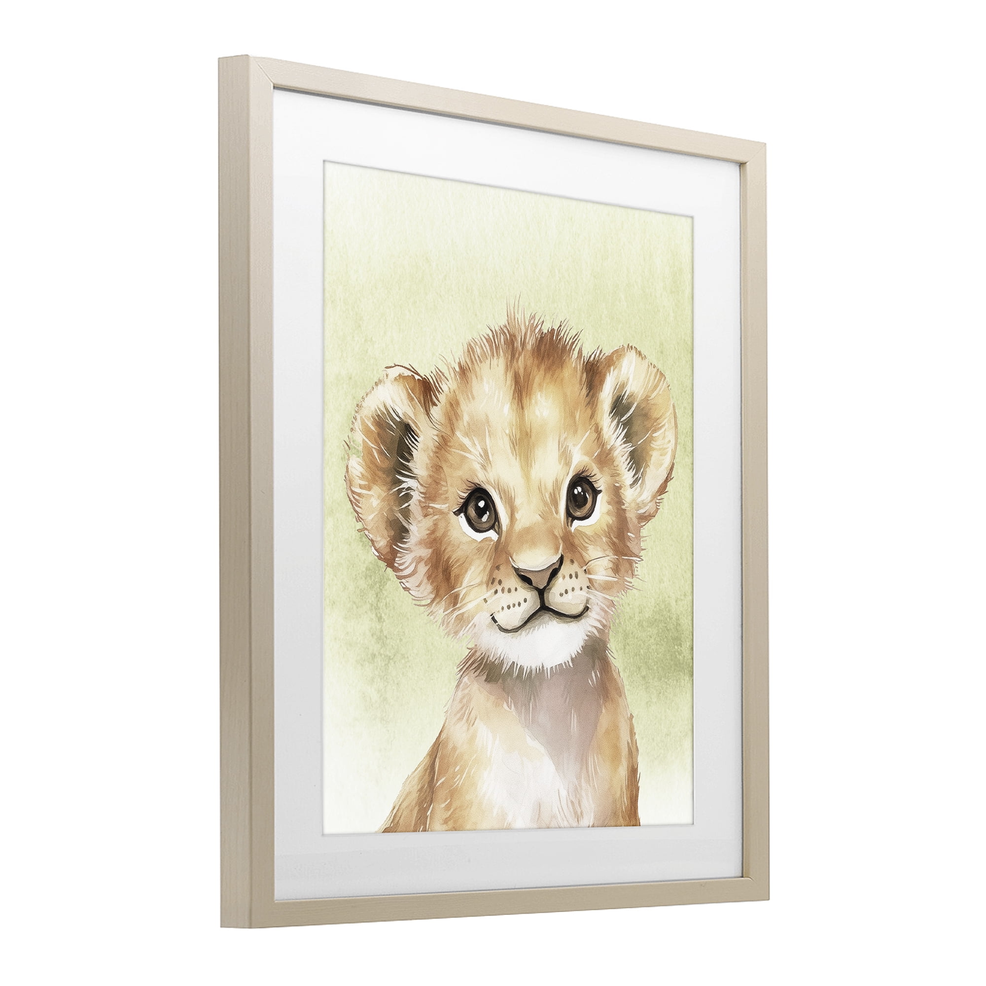 Stupell Industries Jungle Friends Baby Lion Birch Framed Print Under Glass, design by Christine Simpson Art