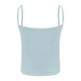 thumbnail image 2 of JanJean Kids Girls Sports Bras Cami Crop Tops Spaghetti Straps Ribbed Knit Vest Workout Undershirts Athletic Tank Top Shirts Light Blue L/中码, 2 of 6