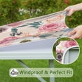 thumbnail image 6 of Square Tablecloth with Elastic Edges 34 * 34 Inch Pioneer Waterproof Pink Wild Fresh Peony Flowers Table Cover Washable Indoor and Outdoor for Party Kitchen Dinner Banquet Patio Picnic, 6 of 6