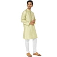 thumbnail image 2 of In-Sattva Men's Festive Rich Embellished Handcrafted Knee-Length Kurta Tunic; Sunny Pista Green; SM, 2 of 6
