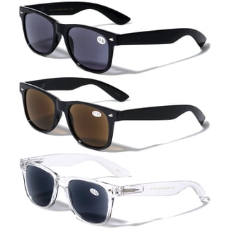 Bifocal Sunglass Readers – Horn Rim Square Frame With Blue Mirrored Lenses, UV400, Magnification 1.0–3.0
