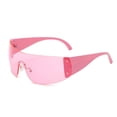 thumbnail image 6 of Rimless Hot Pink Y2K Wrap Around Women's  Oversize Gradient Lens Shield Sunglasses, 6 of 7
