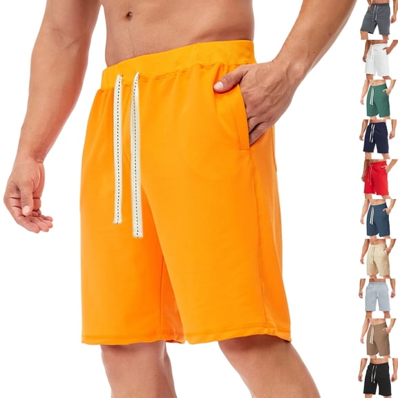 Nestiefly Men's Casual Classic Shorts Athletic Cotton Sweat Elastic Waist Drawstring Shorts with Drawstring Dark Green M