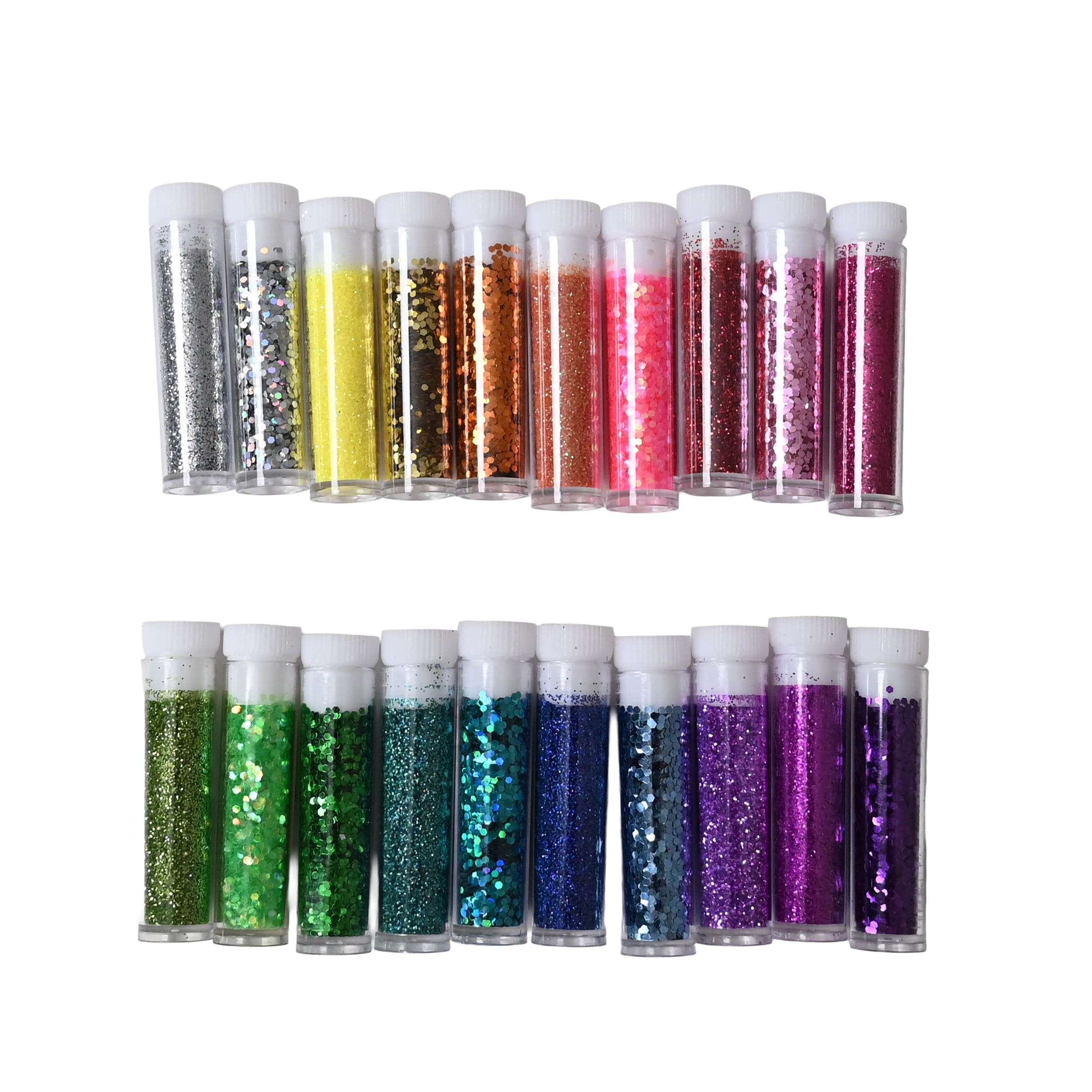 Hello Hobby Mini Glitter & Funnel Set, Assorted Colors, 21-Piece Craft Kit
