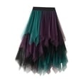 thumbnail image 5 of segolike Tulle Skirts for Women Fairy Skirt Asymmetrical Summer Half Skirt Tutu for Halloween Stage Performance Casual Formal Violet Green, 5 of 8