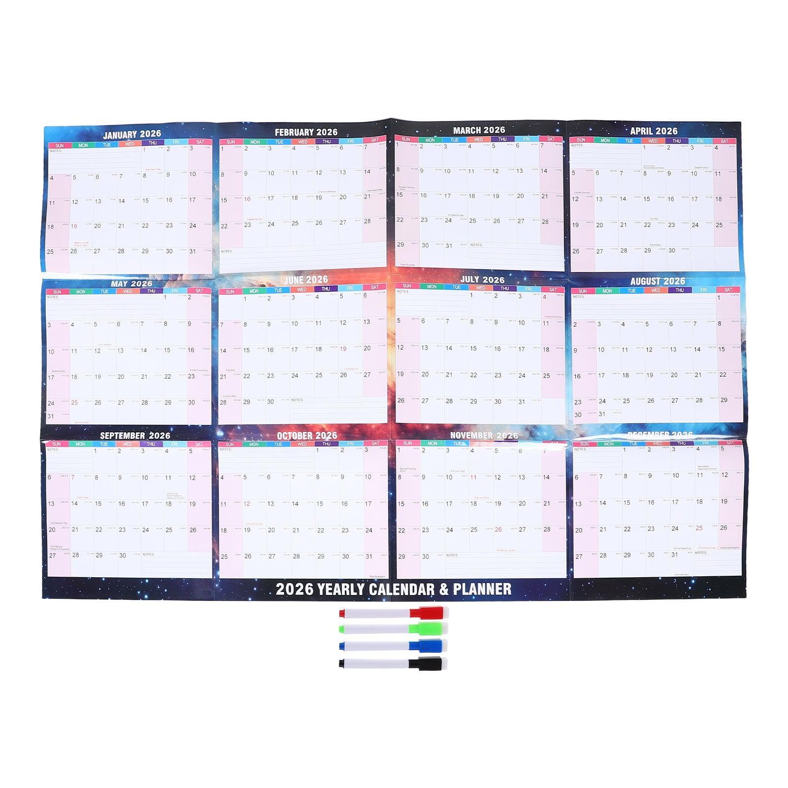 HINTRMENT Dual-Sided Erasable Wall Calendar Planner Hanging Monthly Schedule Organizer for Efficient Home and Office Use