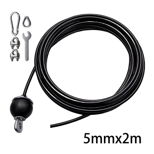 facefd Steel Wire Rope String Dia 5M Exercise Home Gym Cord Fitness Pulley Cable Adjustable with Set
