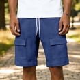thumbnail image 4 of Bosfbaoi Mens Cargo Shorts Elastic Waist Drawstring Waffle Knit Textured Fabric Multi Pocket Casual Shorts for Streetwear Daily, 4 of 6
