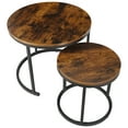 thumbnail image 5 of ZENY Set of 2 Round Coffee Table Home Office Balcony with Metal Frame, Rustic Brown, 5 of 9