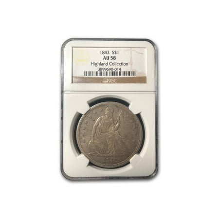 1843 Liberty Seated Dollar AU-58 NGC