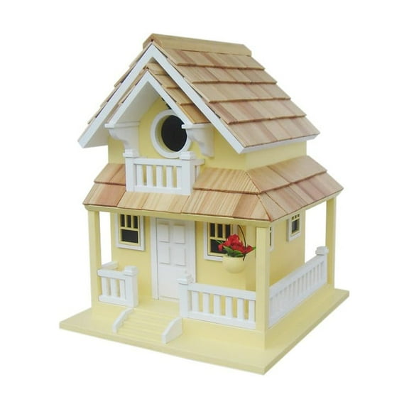 CC Home Furnishings 11" Yellow and Brown Courtyard Cottage Outdoor Garden Birdhouse