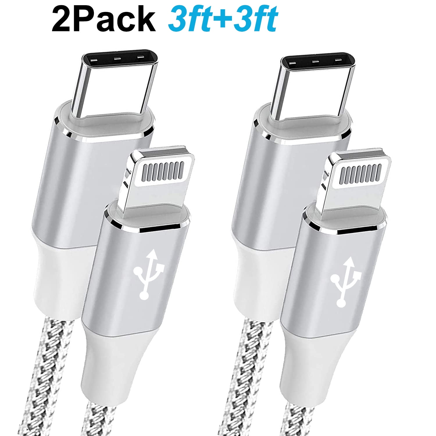 USB C Lightning Cable 3ft 2Pack, XUDUO MFi Certified iPhone Charger Cord Fast Charging Type C