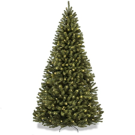 Best Choice Products 6ft Pre-Lit Spruce Hinged Artificial Christmas Tree w/ 250 UL-Certified LED Lights, Foldable Stand –