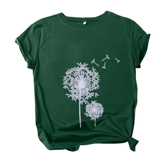 Trendfront Womens Summer Crew Neck Short Sleeve Tops Oversized Loose Fit Floral Tees Botanical Graphic Pattern Print T-Shirts