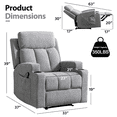 thumbnail image 3 of Ebello Manual Heated Massage Recliner, Soft Fabric Modern Overstuffed Recliner with Cup Holders for Living Room & Home Theater, Light Gray, 3 of 13