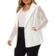 thumbnail image 4 of Blazers de Talla Grande para Mujeres Chaquetas de Trabajo Blazer con Solapa de Muesca y Frente de Encaje Blanco 2X, 4 of 5