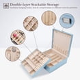 thumbnail image 2 of Jewelry Box ProCase, organizador grande de piel de 2 capas, color azul, 2 of 7