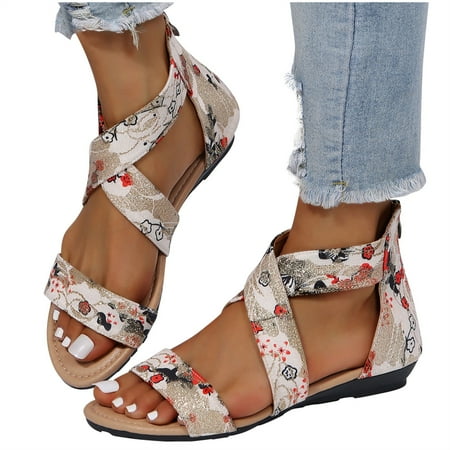 

SHENGXINY Women Sandals Rome Shoes 2022 Summer New Rome Flats Slippers Beach Sport Casual Ladies Shoes Soft Mujer Slides Bohemian Zapatos