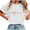 White, variant on Ahuyic Womens Plus Size Top,Womens Summer Blouse,Womens Summer Fashion Print Short Sleeve Short Sleeve Round-Neck Blouse Red M