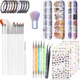 thumbnail image 1 of (Blanco) Juego de decoración de uñas de 40 piezas, pinceles de 15 piezas, bolígrafos, pegatinas, herramientas de joyería, 1 of 5