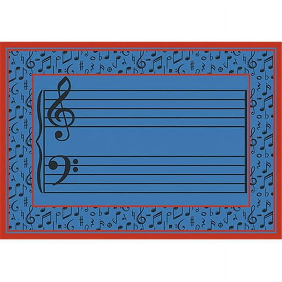 Fully Staffed Blue 5 ft.4 in. x 7 ft.8 in.  WearOn Nylon Machine Tufted- Cut Pile Educational Rug
