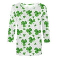 thumbnail image 3 of DPTALR T-shirt Imprimé pour la Saint-Patrick pour Femmes, Manches 3/4 Mi-Longues, Col Rond, Décontracté, 3 of 4