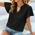 thumbnail image 7 of Ltctricy Women's Tops V Neck Ruffle Short Sleeve Eyelet Embroidered Loose Casual Tee Blouses 2025 Trendy T Shirts, 7 of 7