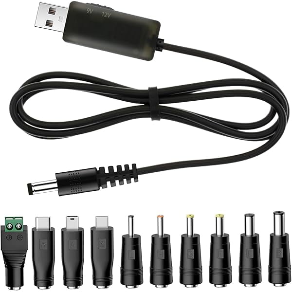 wonima11 USB to DC 9V 12V Charging Cable, Universal Power Cord for Toys,Watches,Speaker,Camera,Monitor,Table Lamp,Phones,LED Light Strip, Router, DC 5.5 x 2.1mm with 10 Connector 3.3FT
