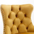 thumbnail image 4 of Swivel Bar Stools Set of 2, Adjustable Bar Stools with Button Tufted Back, Footrest, and Nail Trim Design, Bar Stool Chairs for Kitchen Island, Dining Room, Gold Seat and Silver Base, 4 of 9