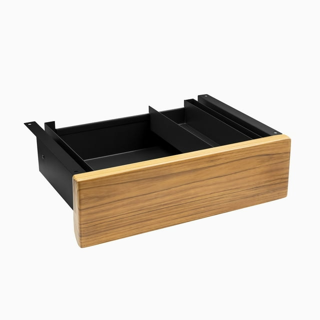 Desky Minimal Under Desk Drawer - Teak Hardwood / Black