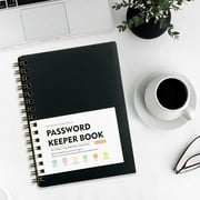 Password Notebook, Password Keeper Book, Password Books for Seniors, Durable Password Book with Alphabetical Tabs, Address Book, Password Journal, Medium Size, Spiral Bound, 1Pc(Black,5.7x4.2)