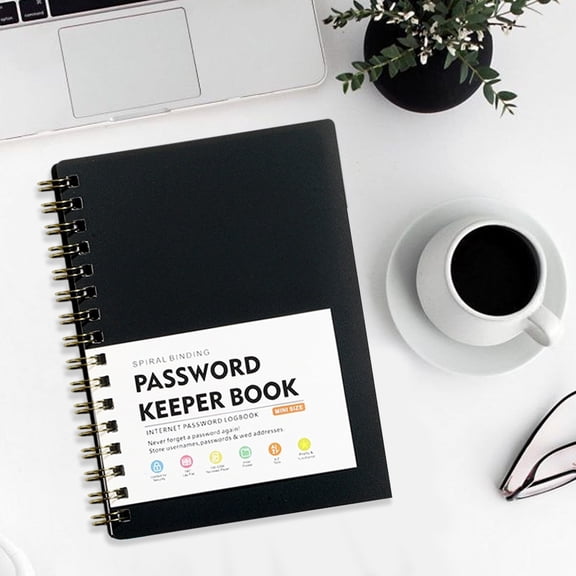 1PC Spiral Bound Password Keeper Book, Internet Address & Password Organizer with Tabbed Pages for Home & Office, Secure Account Management Notebook