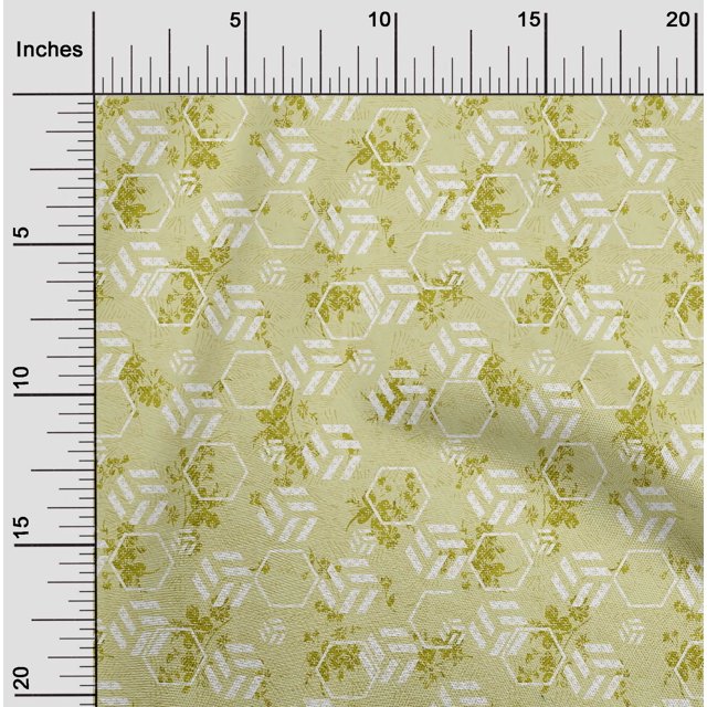 oneOone Silk Tabby Light Green Fabric Hexagon Geometric Craft Projects Decor Fabric Printed By The Yard 42 Inch Wide