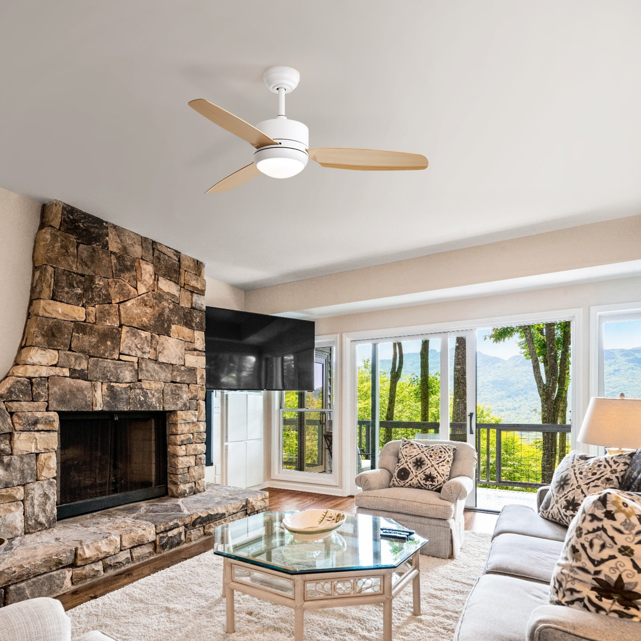 Sofucor 46 inch Ceiling Fans with Lights and Remote,Flush Mount,Modern,Low Profile