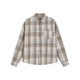 thumbnail image 2 of UVEASISHA Mens Long Sleeve Plaid Shirts Big and Tall Casual Button Down Shirt for Men Regular Fit Work Shirts Lightweight Fashion Shacket Jacket Beige 4XL, 2 of 9